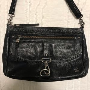 Black leather cross body purse by The Sak